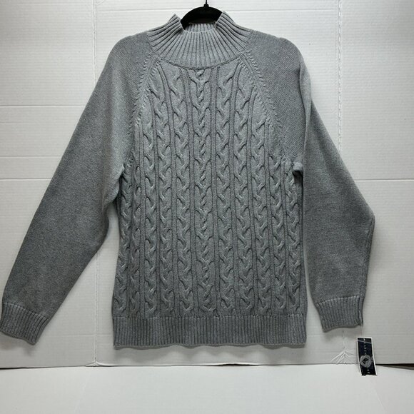 XL KAREN SCOTT CABLE SWEATER GRAY NWT - Picture 1 of 10